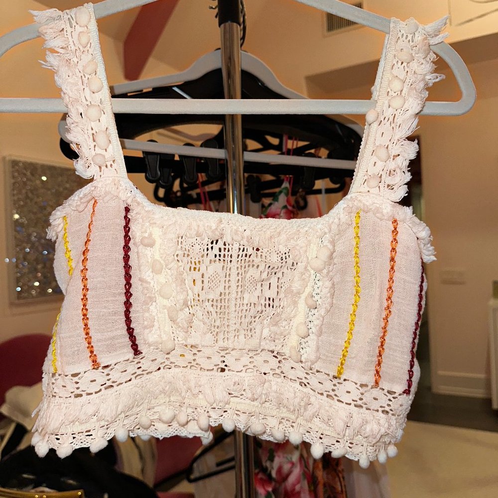 Place Nationale Rainbow Crochet Crop Top